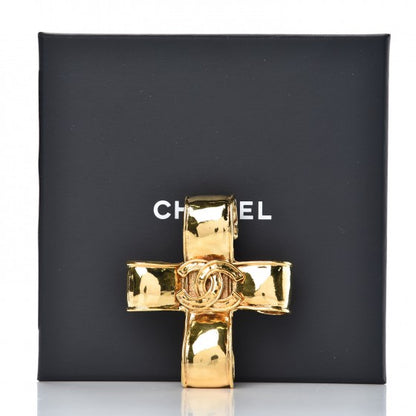 Chanel CC Cross Brooch Gold 4 of 5