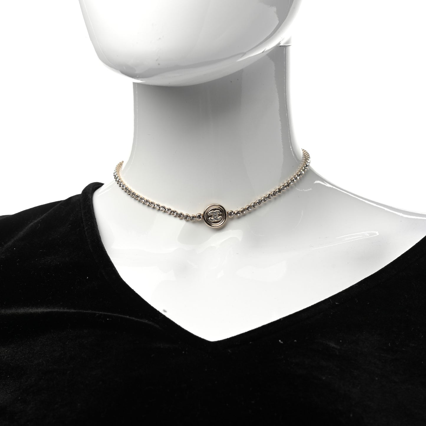 Crystal CC Chain Short Necklace Gold