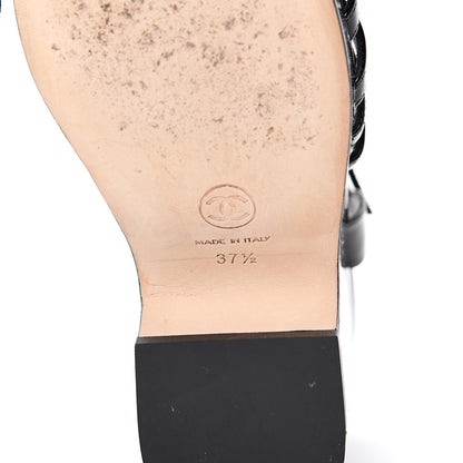 Chanel Patent CC T Strap Platform Wedges 37.5 Black 6 of 11