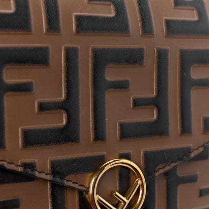 Fendi Vitello Soft F is Fendi Bi-Color FF 1974 Embossed Envelope Wallet On Chain with Pouches Maya Black 18 of 18