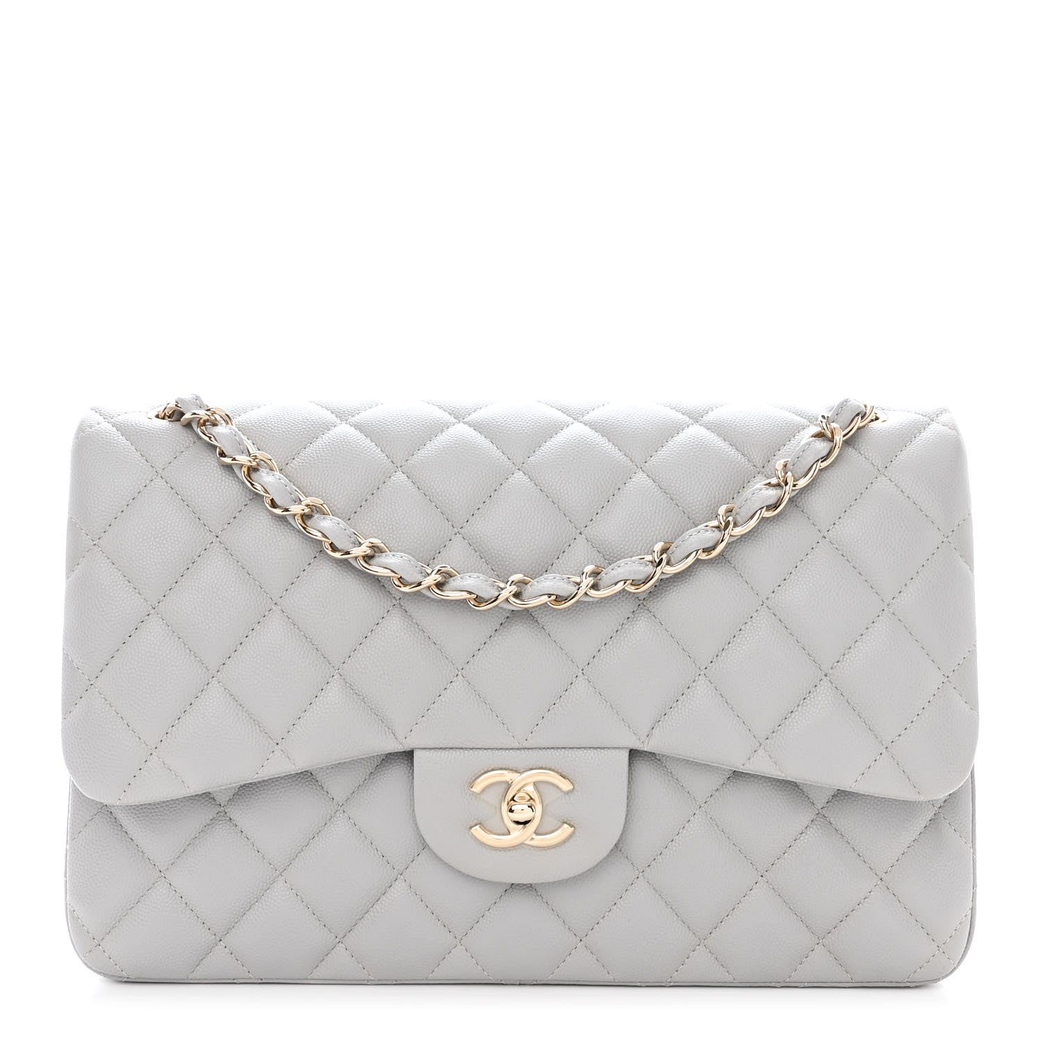 Chanel Caviar Quilted Jumbo Double Flap Grey 1 of 11