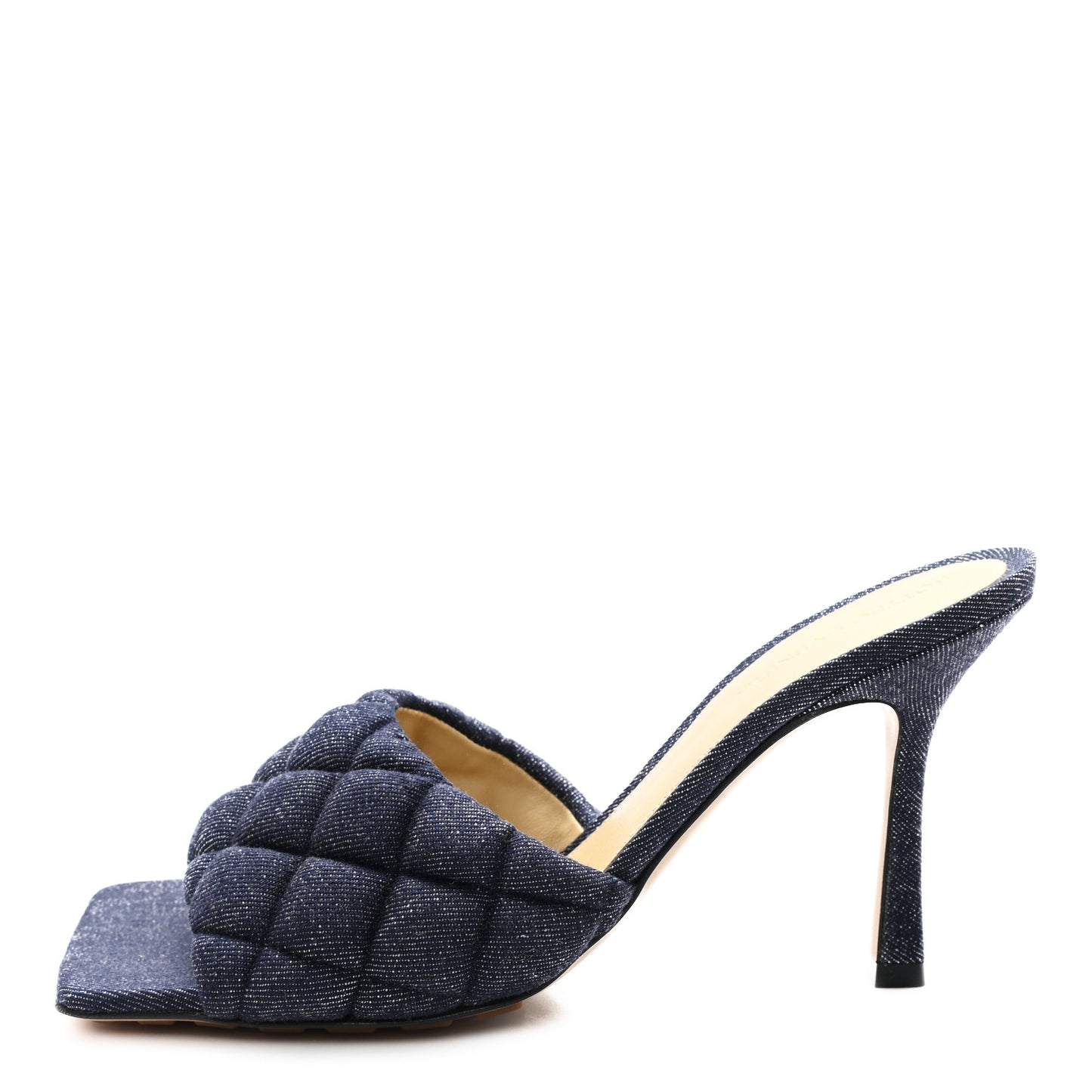 Denim Matelasse Padded Mule Sandals 39 Indigo