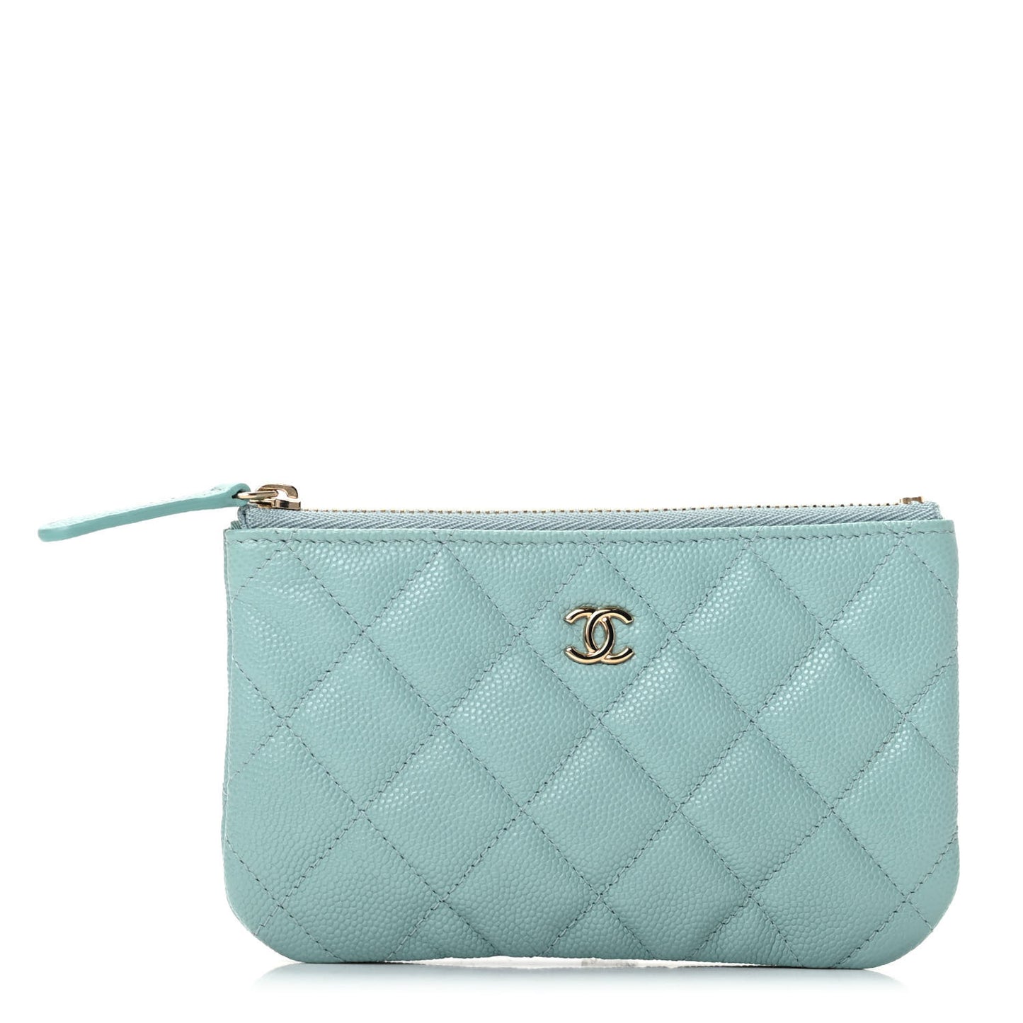 Caviar Quilted Small Cosmetic Case Light Blue