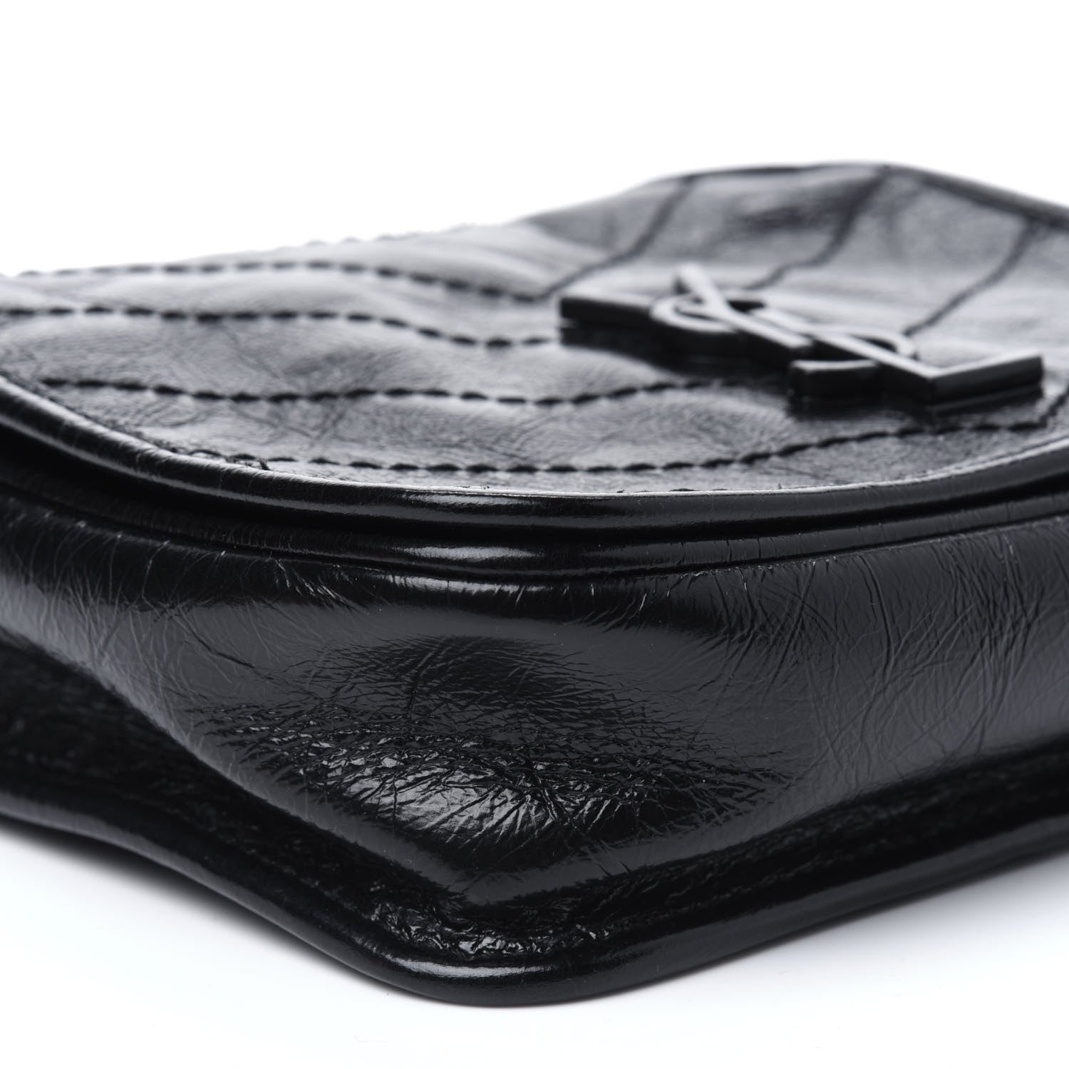 Saint Laurent Crinkled Calfskin Matelasse Monogram Niki Chain Wallet Black 20 of 33