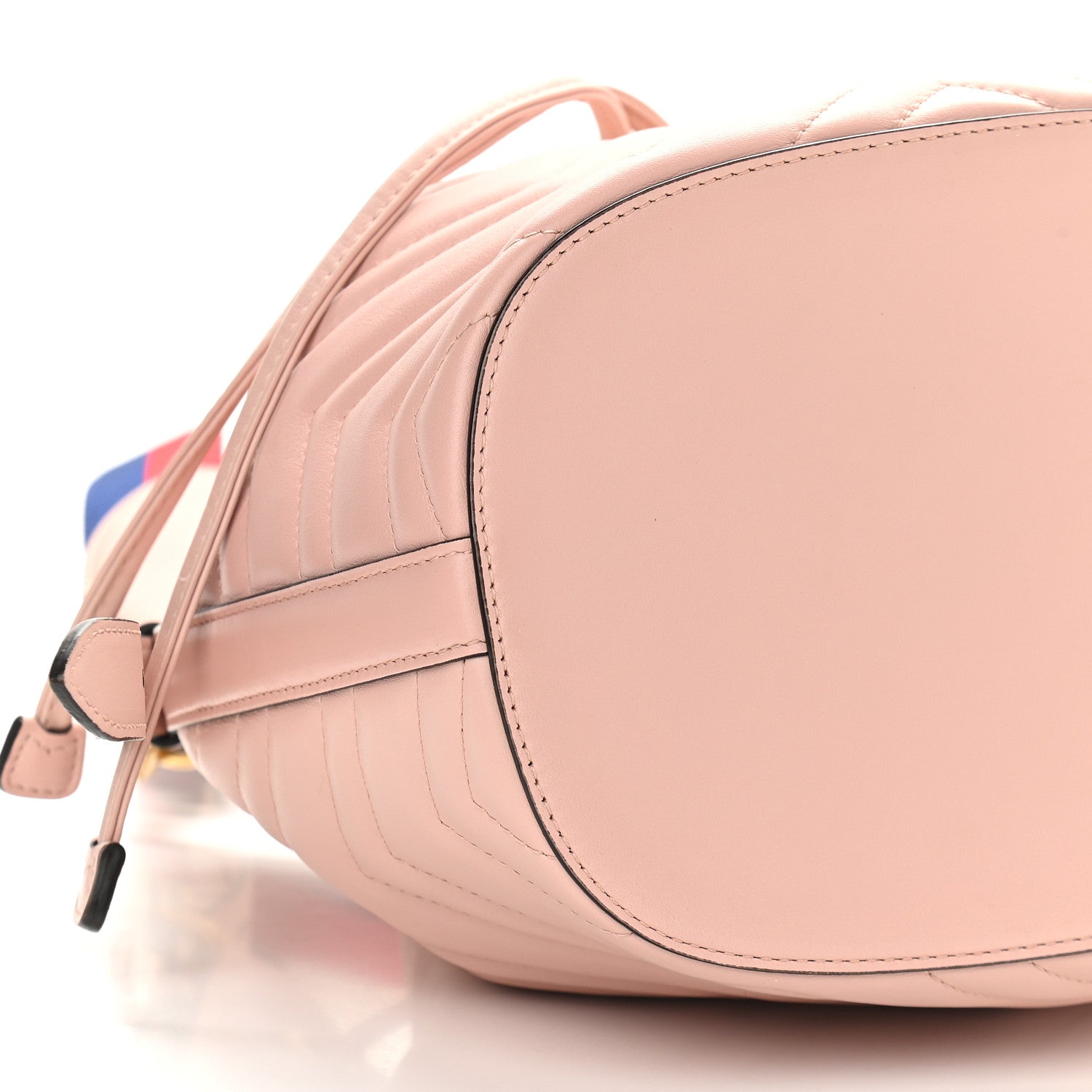 Gucci Calfskin Matelasse Sylvie Web GG Marmont Bucket Bag Perfect Pink 8 of 9