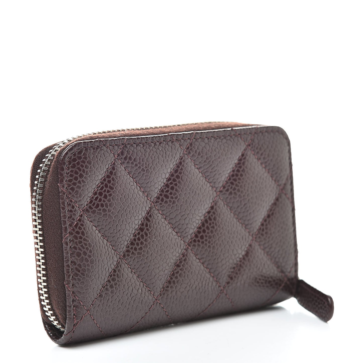 Caviar Quilted Zip Coin Purse Burgundy