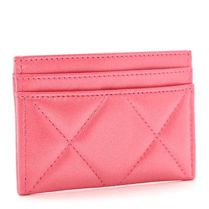 Chanel Lambskin Quilted Chanel 19 Card Holder Dark Pink 3 of 8