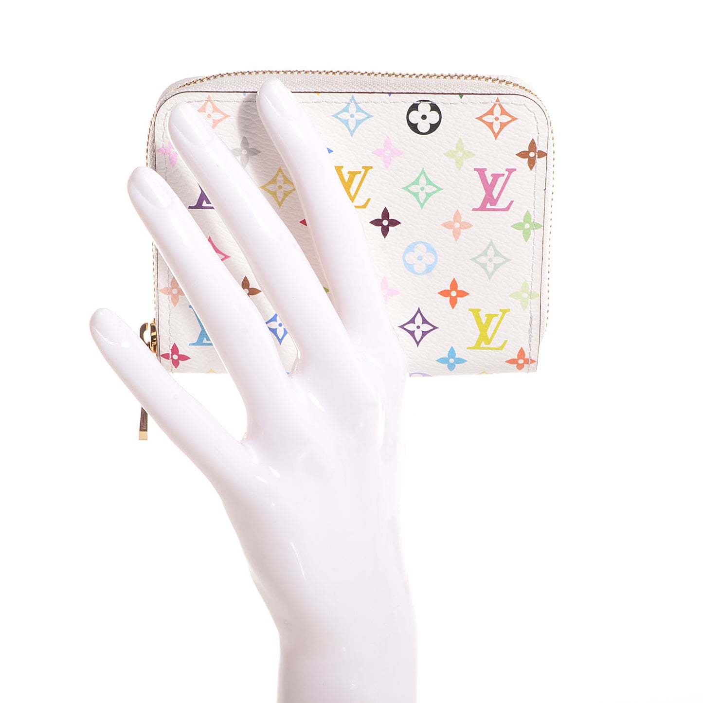 Monogram Multicolor Zippy Coin Purse Wallet White Litchi