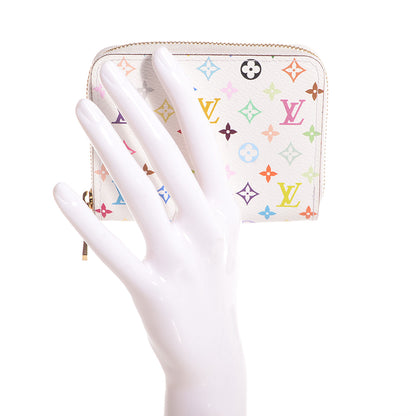 Louis Vuitton Monogram Multicolor Zippy Coin Purse Wallet White Litchi 2 of 7