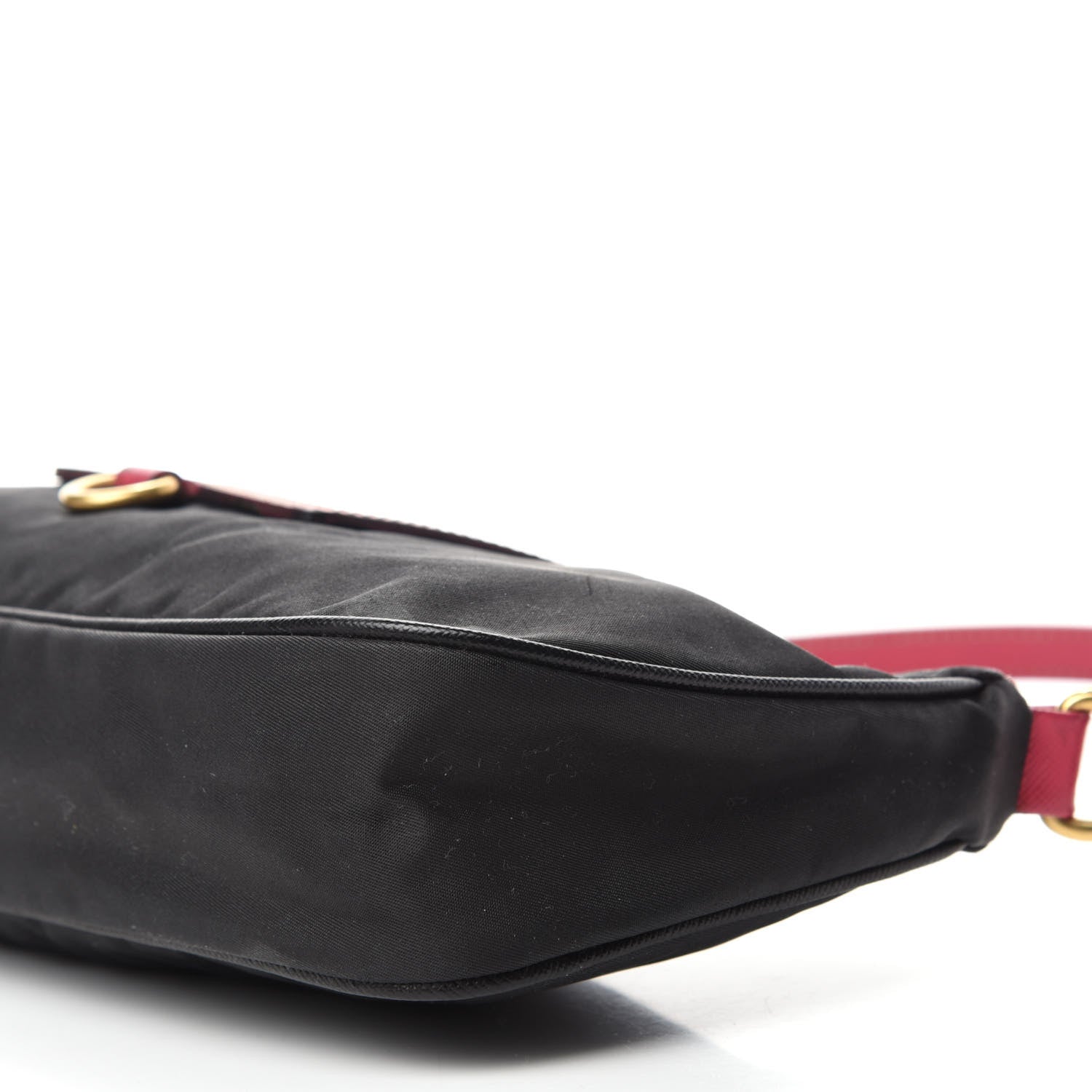 Prada Tessuto Nylon Saffiano Pochette Bag Black Pink 7 of 12