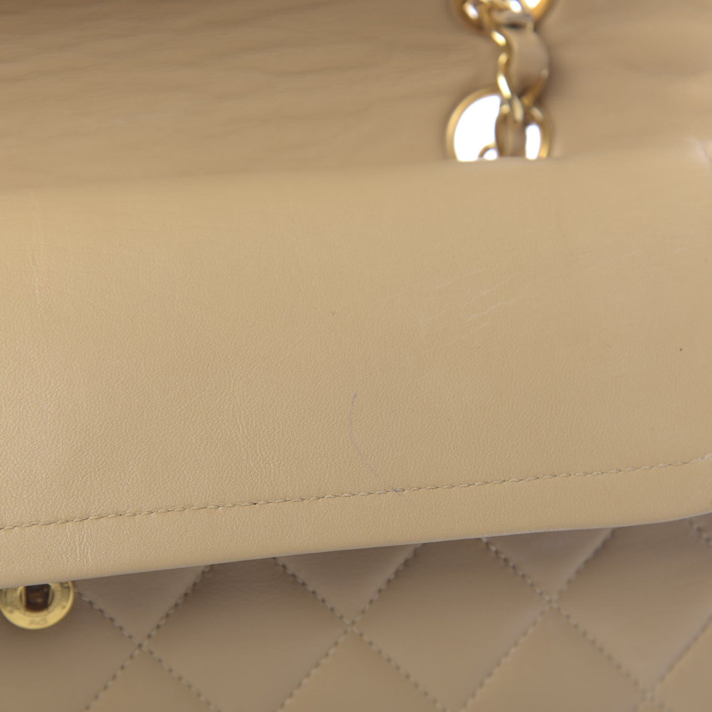 Lambskin Quilted Medium Double Flap Beige
