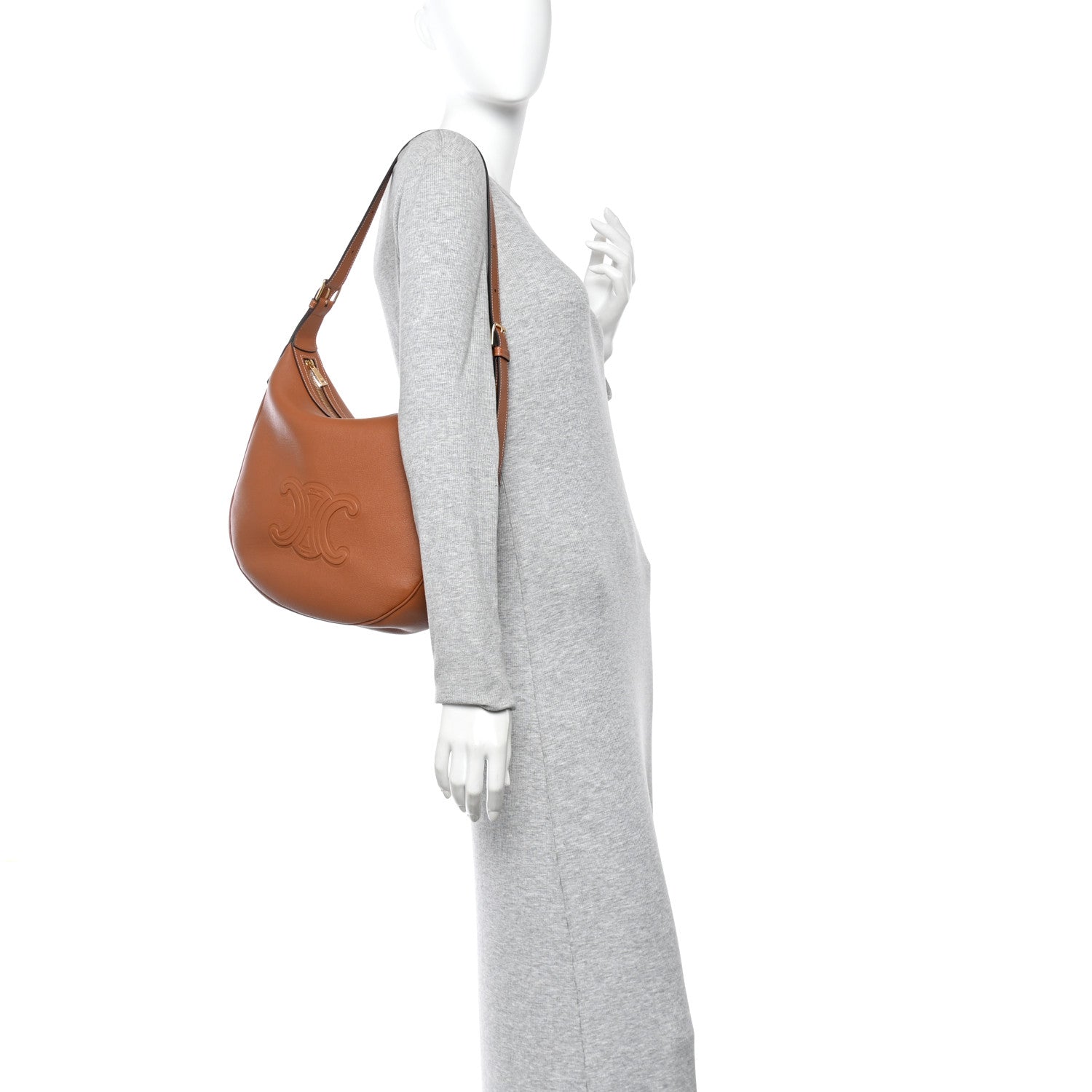 Celine Supple Calfskin Medium Triomphe Heloise Shoulder Bag Tan 2 of 10