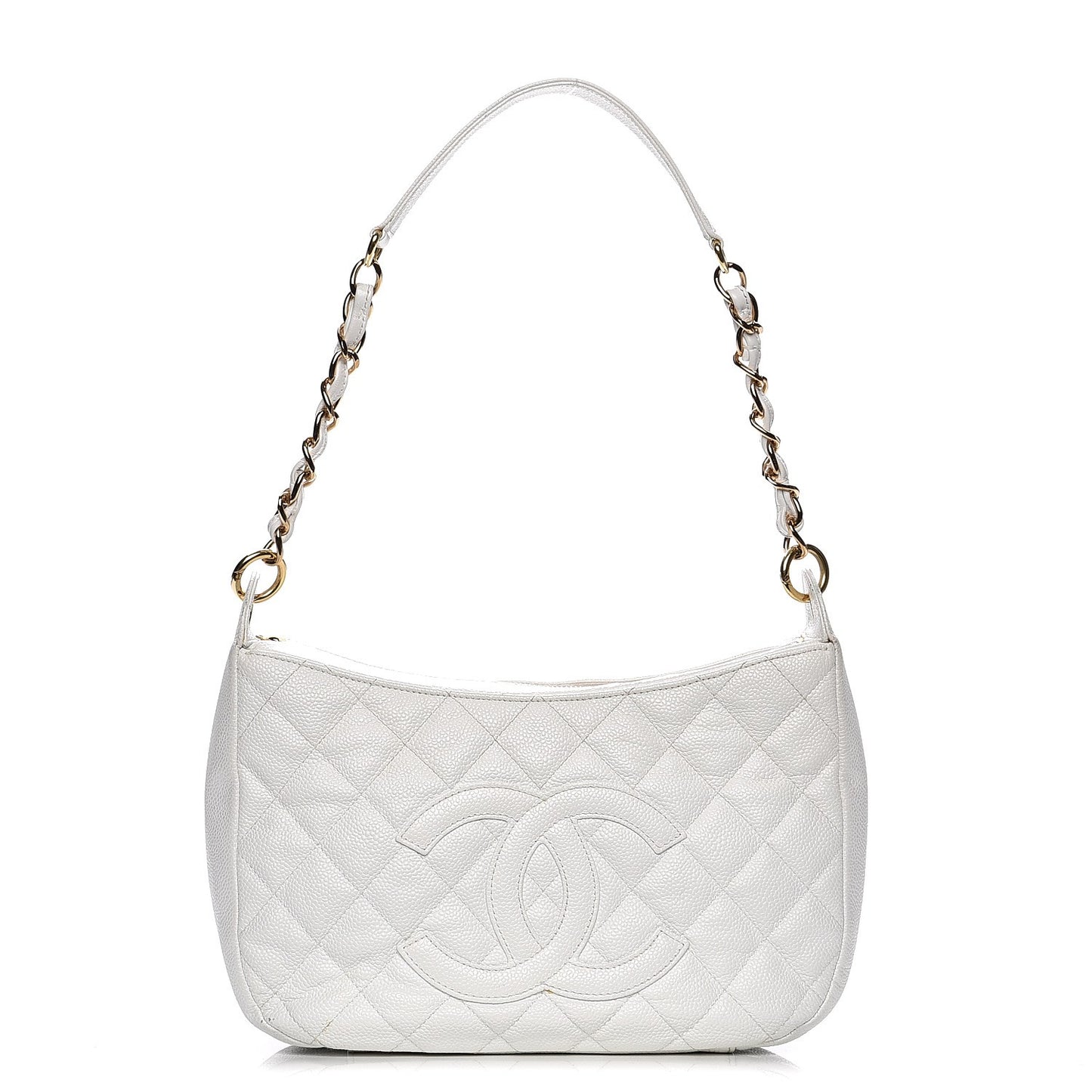 Caviar Quilted Hobo White
