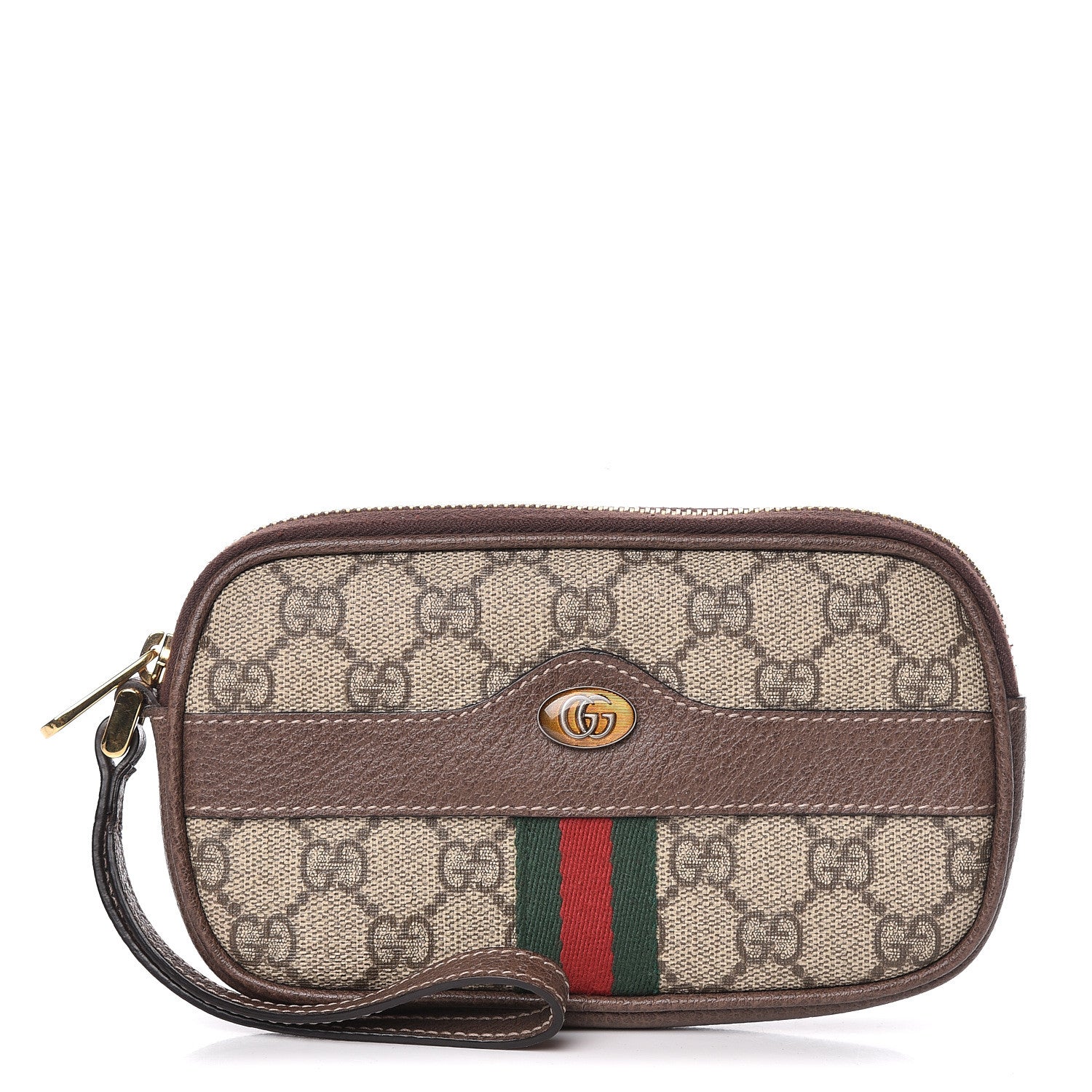 Gucci GG Supreme Monogram Ophidia Phone Case Wristlet Brown 1 of 10