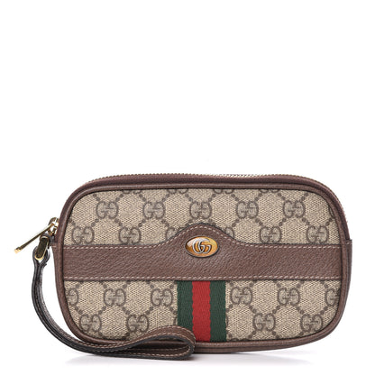 Gucci GG Supreme Monogram Ophidia Phone Case Wristlet Brown 1 of 10