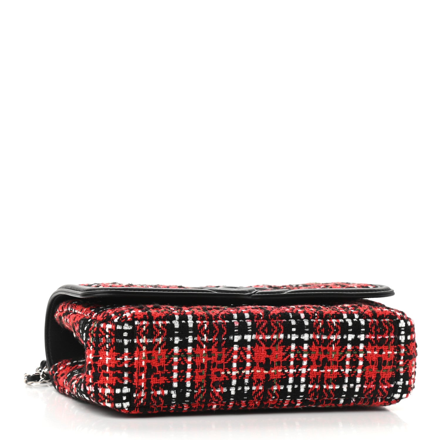 Chanel Tweed Lambskin Quilted Small CC Filigree Flap Red Black 4 of 9