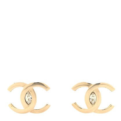 Chanel Crystal CC Large Stud Earrings Gold 1 of 4