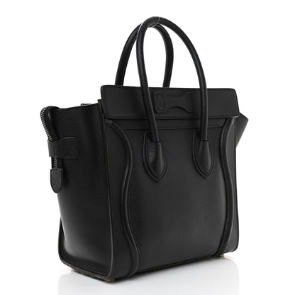 Celine Drummed Calfskin Micro Luggage Black 3 of 11