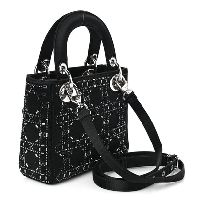 Christian Dior Satin Crystal Cannage Mini Lady Dior Black 3 of 9