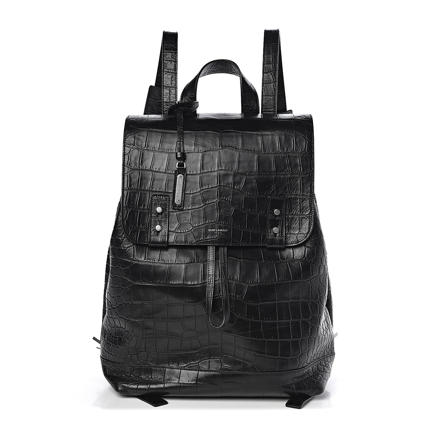 Calfskin Crocodile Embossed Sac De Jour Backpack Black