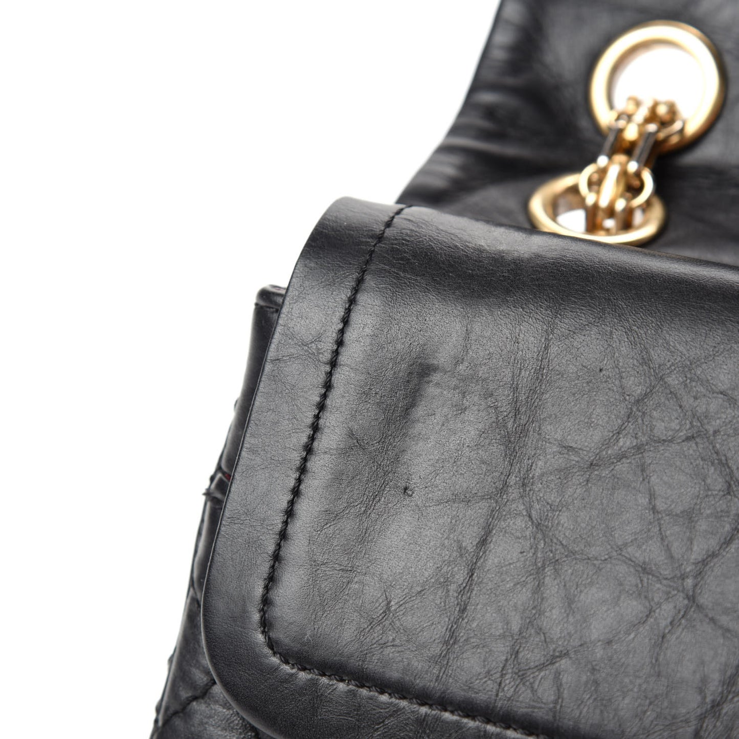 Aged Calfskin Quilted 2.55 Reissue 226 Flap Black