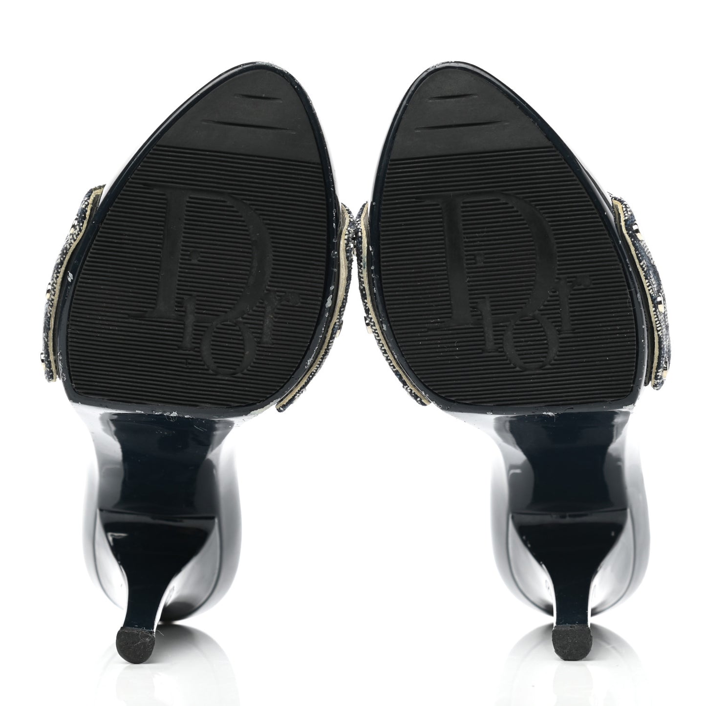 Canvas Monogram Sandals 36 Blue Marine