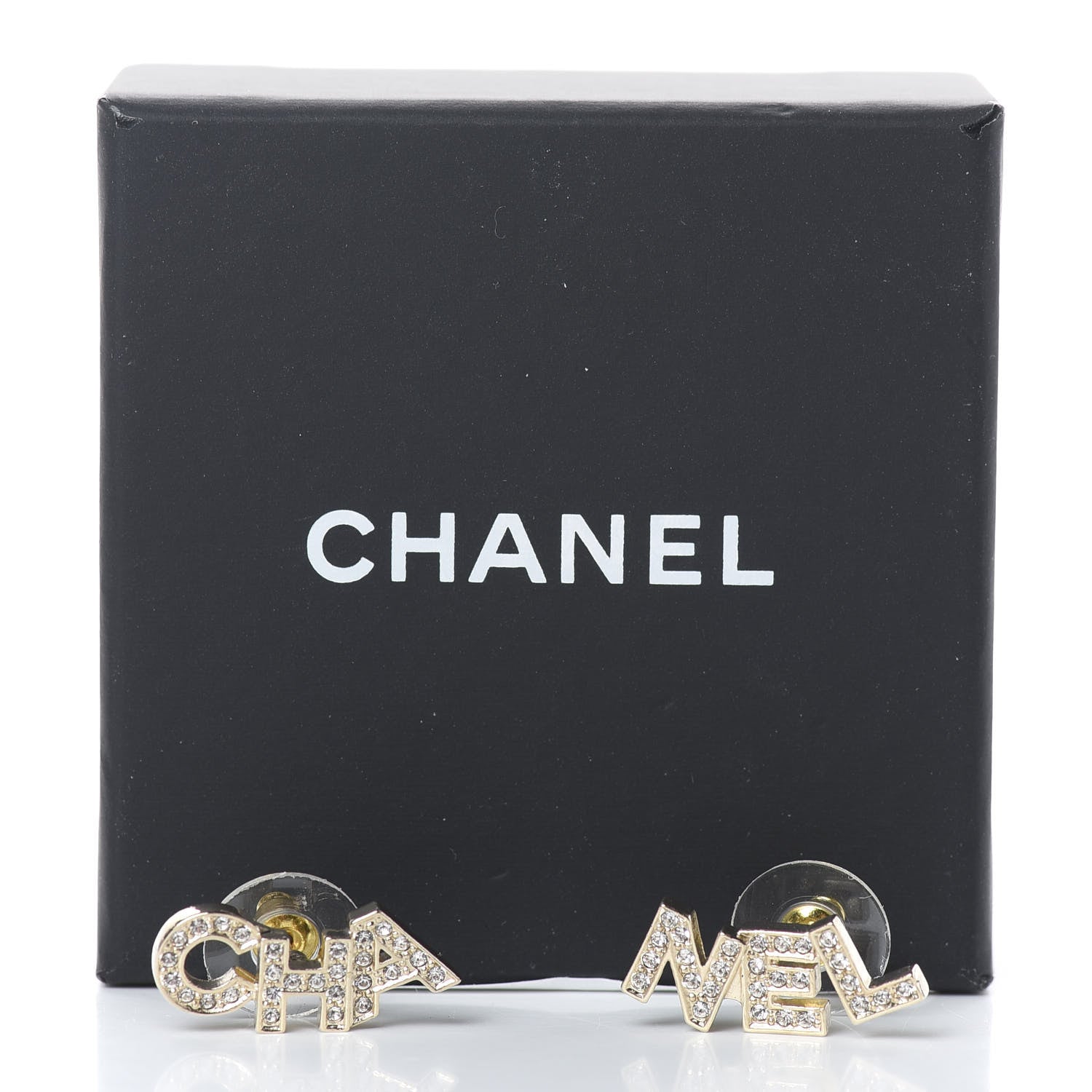 Chanel Crystal Pearl Signature Stud Earrings Gold 5 of 5