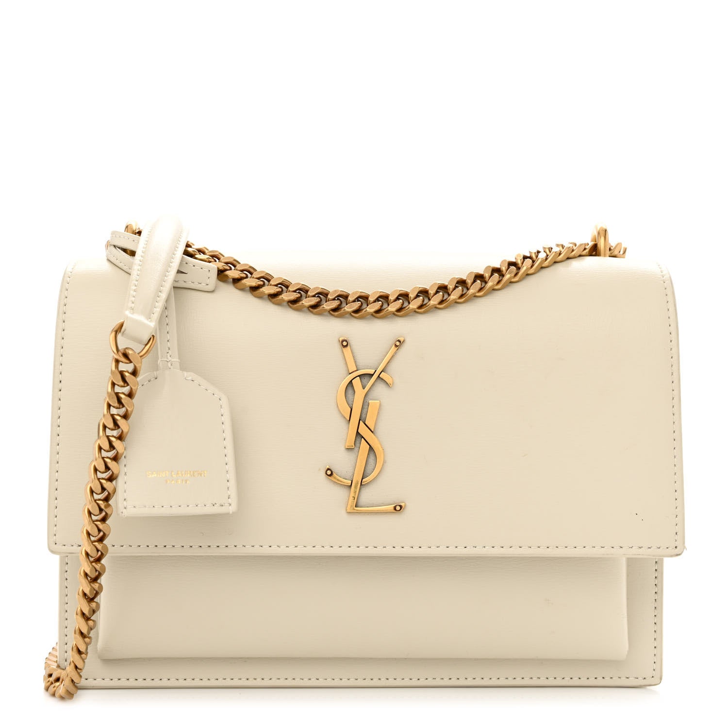 Saint Laurent Smooth Calfskin Medium Monogram Sunset Satchel Blanc Vintage 1 of 10