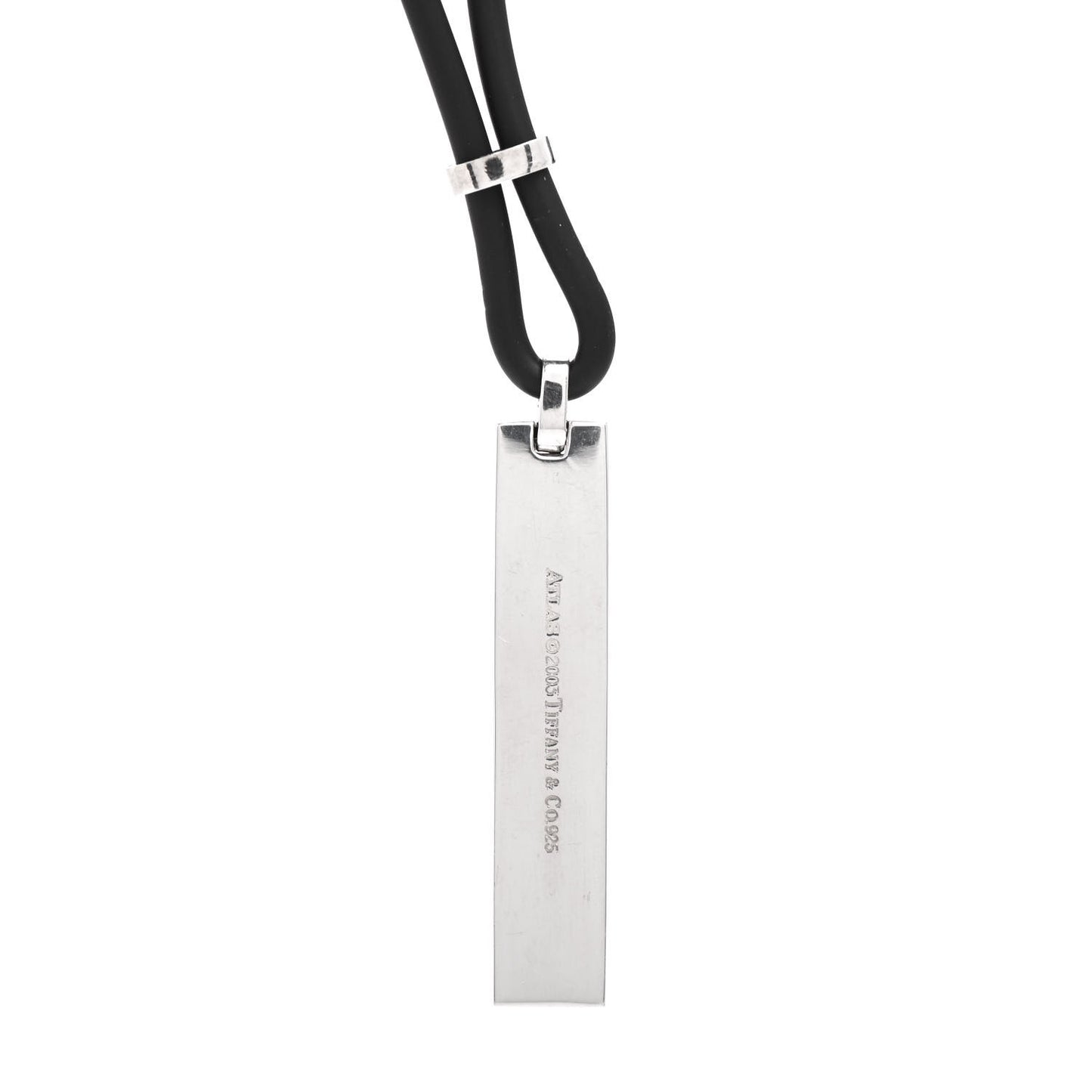 Sterling Silver Rubber Atlas Bar Pendant Necklace