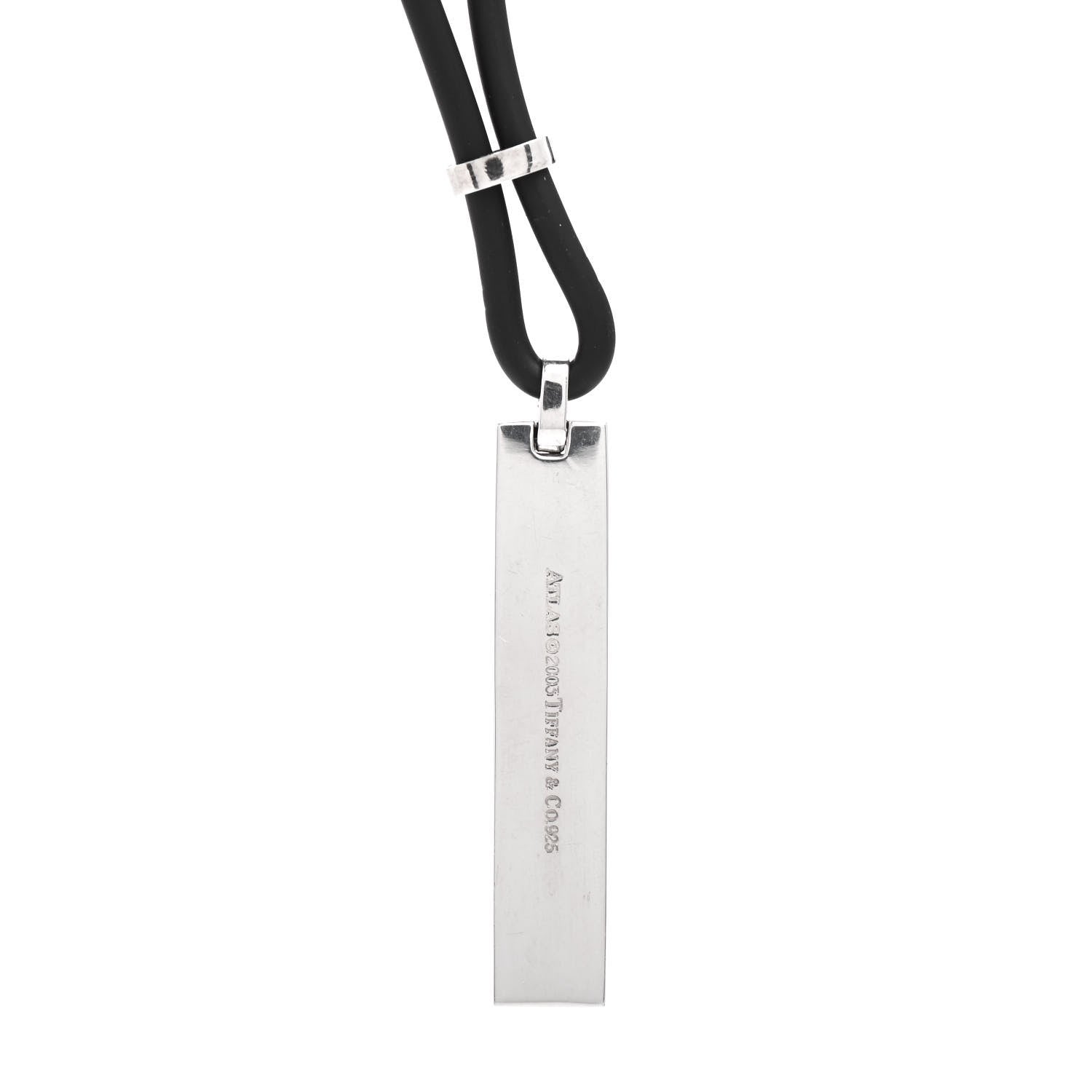 Tiffany Sterling Silver Rubber Atlas Bar Pendant Necklace 5 of 5