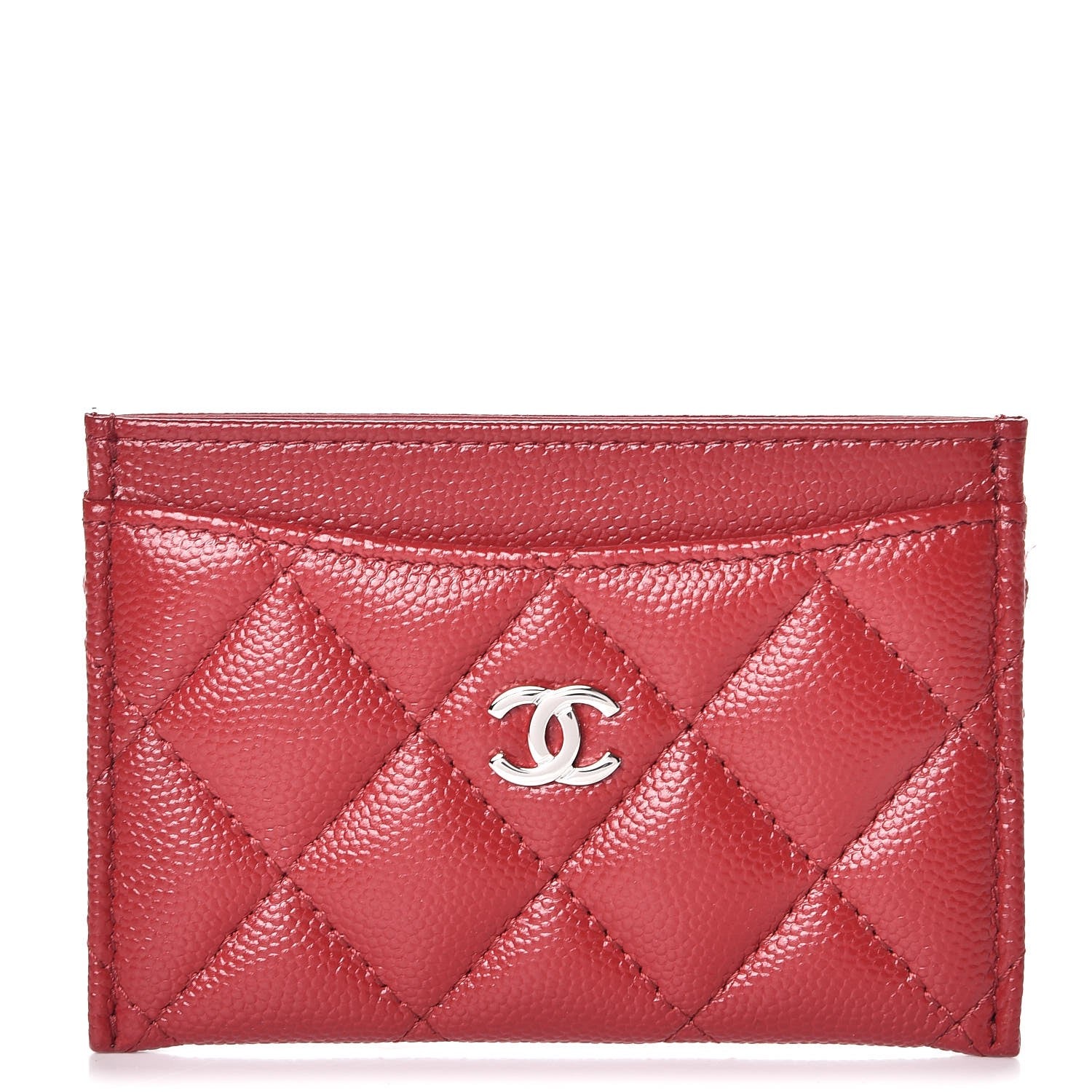 Chanel Caviar Quilted Card Holder Dark Red 1 of 9