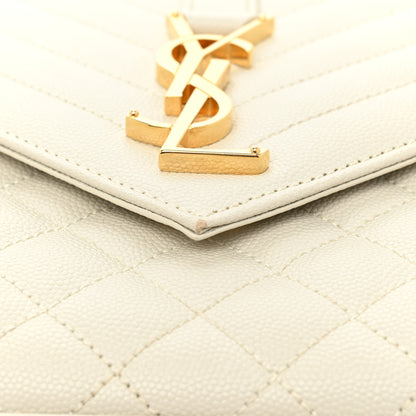 Saint Laurent Grain De Poudre Textured Mixed Matelasse Medium Triquilt Monogram Satchel Crema Soft 15 of 16