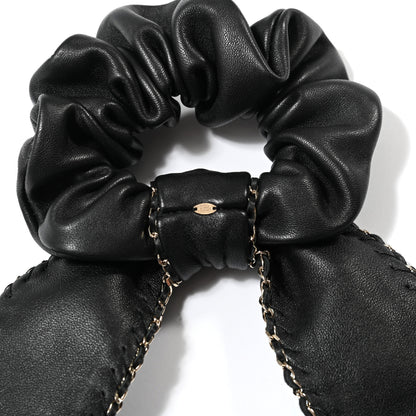 Chanel Lambskin Chain CC Hair Bow Tie Black Gold 4 of 4