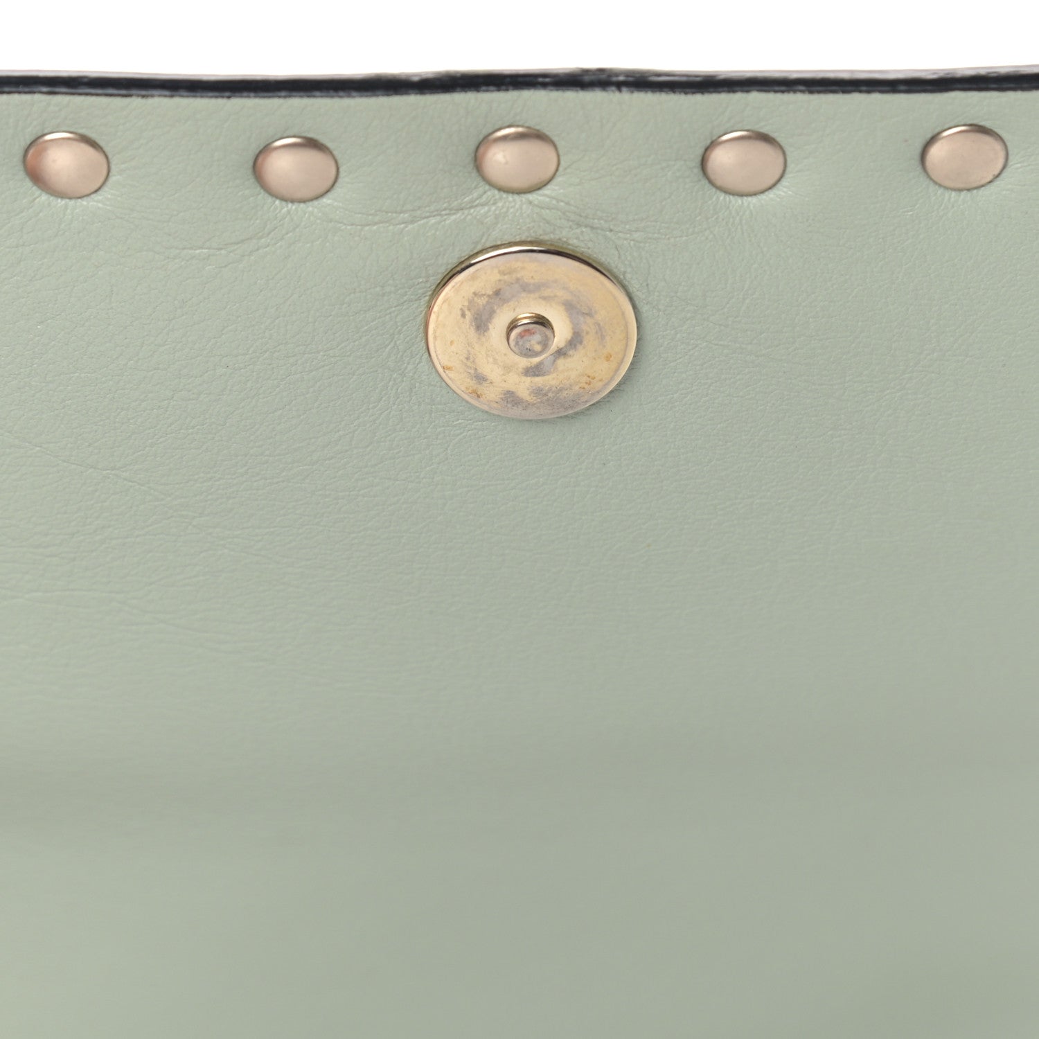 Valentino Garavani Calfskin Rockstud Wallet on Chain Water Green 14 of 16