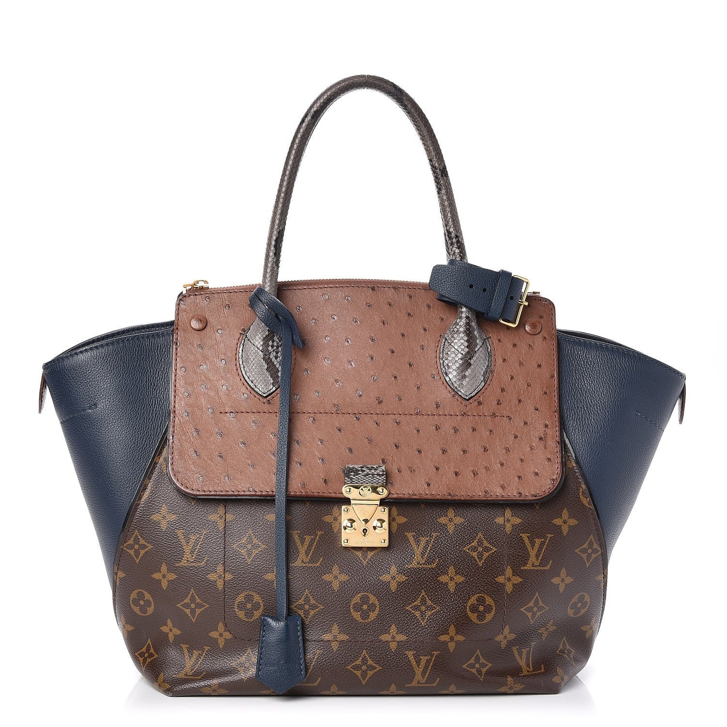 Ostrich Python Majestueux Tote MM Blue