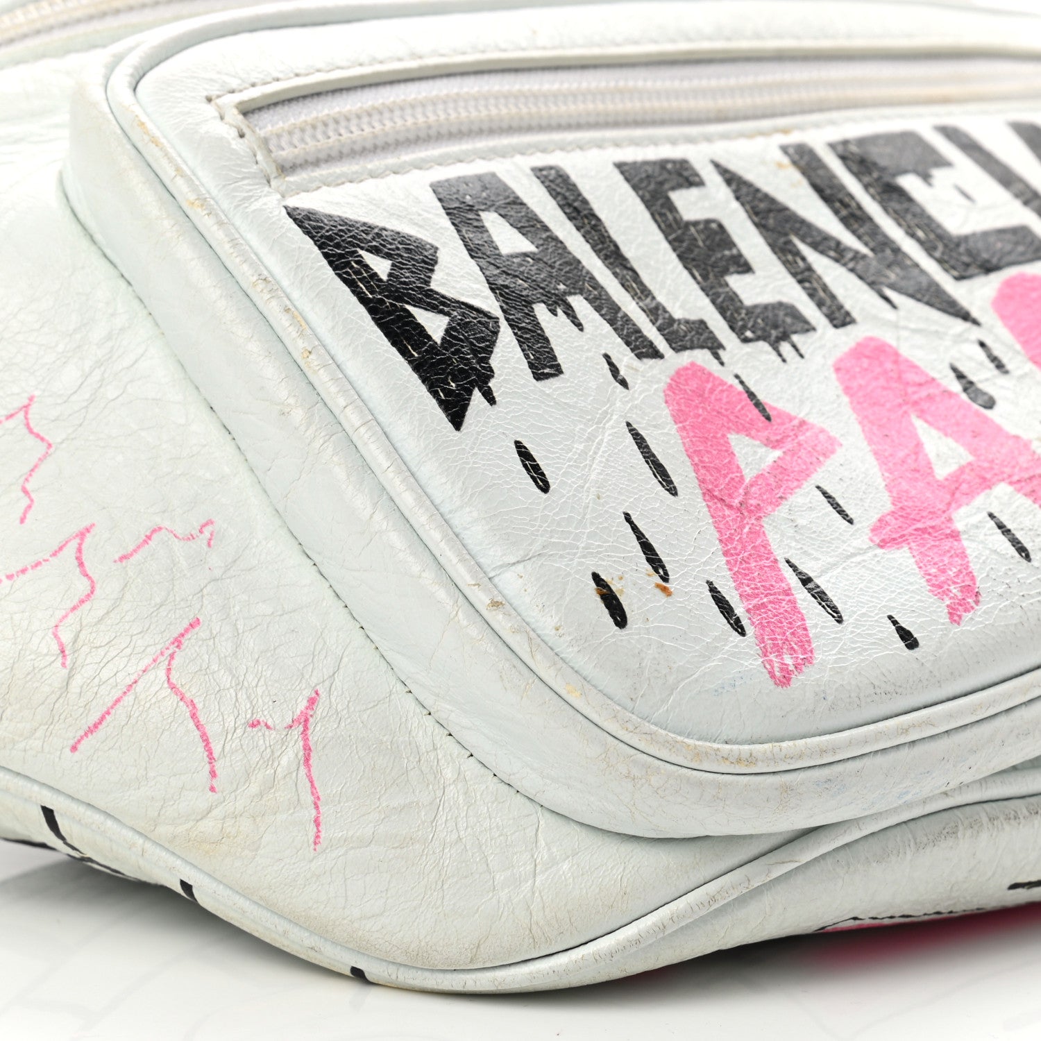 Balenciaga Agneau Arena Graffiti All Over Explorer Belt Bag White Multicolor 9 of 15
