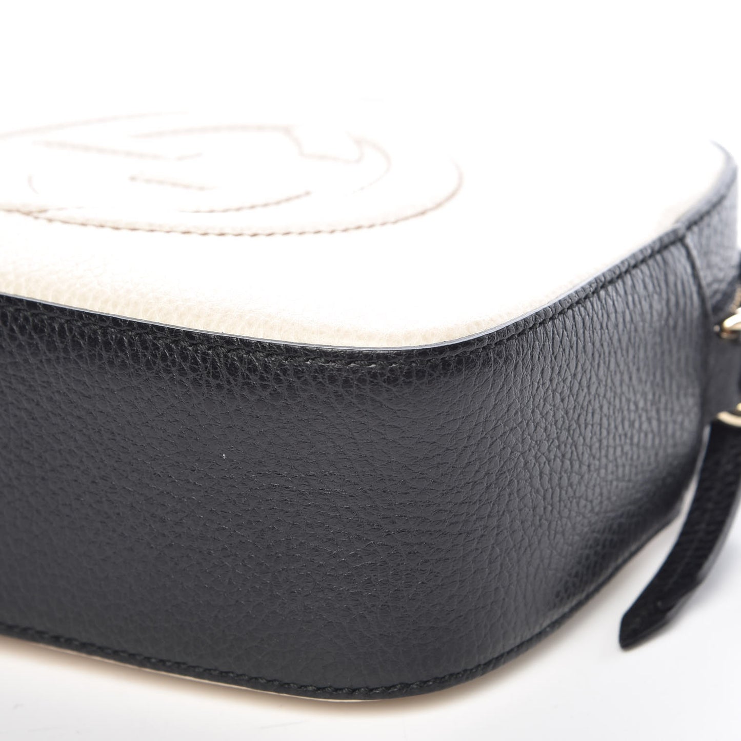 Dollar Calfskin Bi-Color Small Soho Disco Bag Mystic White Black