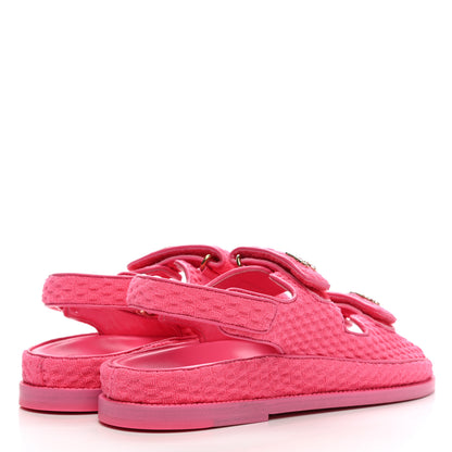 Chanel Knit Fabric Velcro Dad Sandals 40 Pink 4 of 12