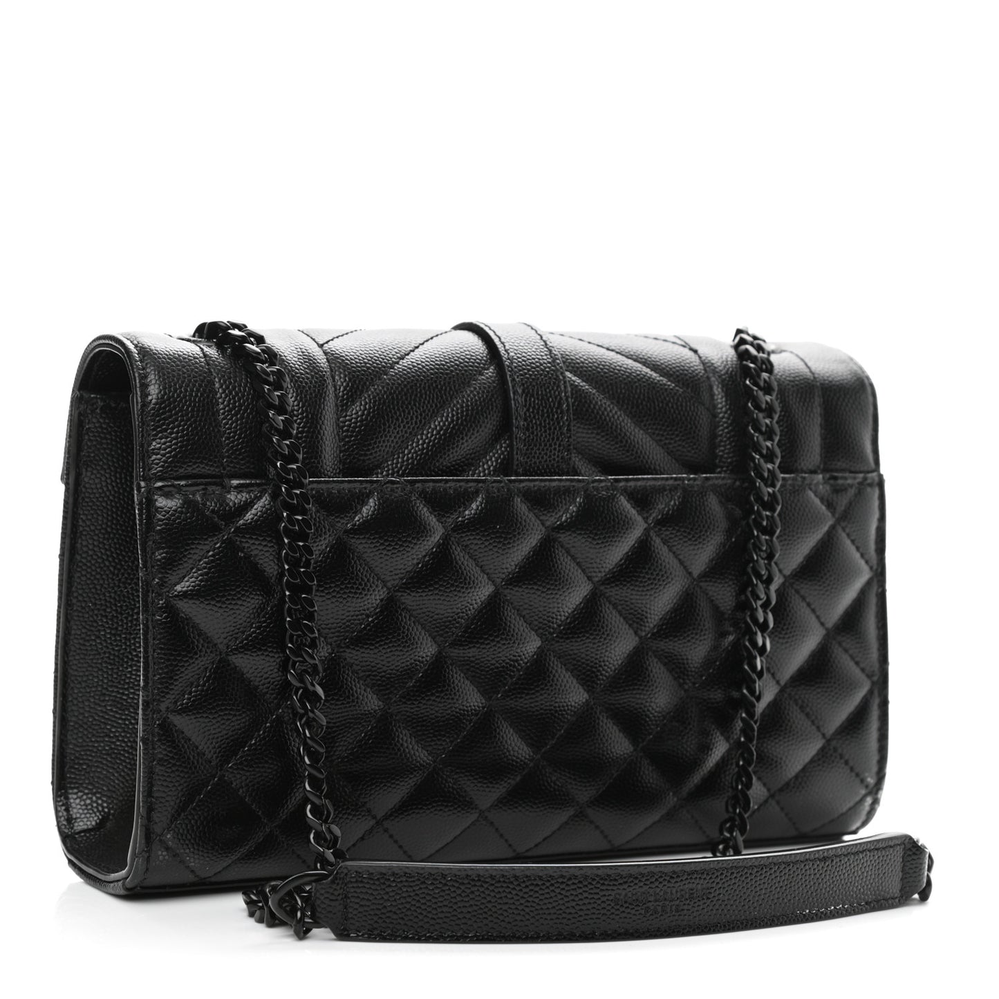 Grain De Poudre Textured Mixed Matelasse Triquilt Small Monogram Satchel Black
