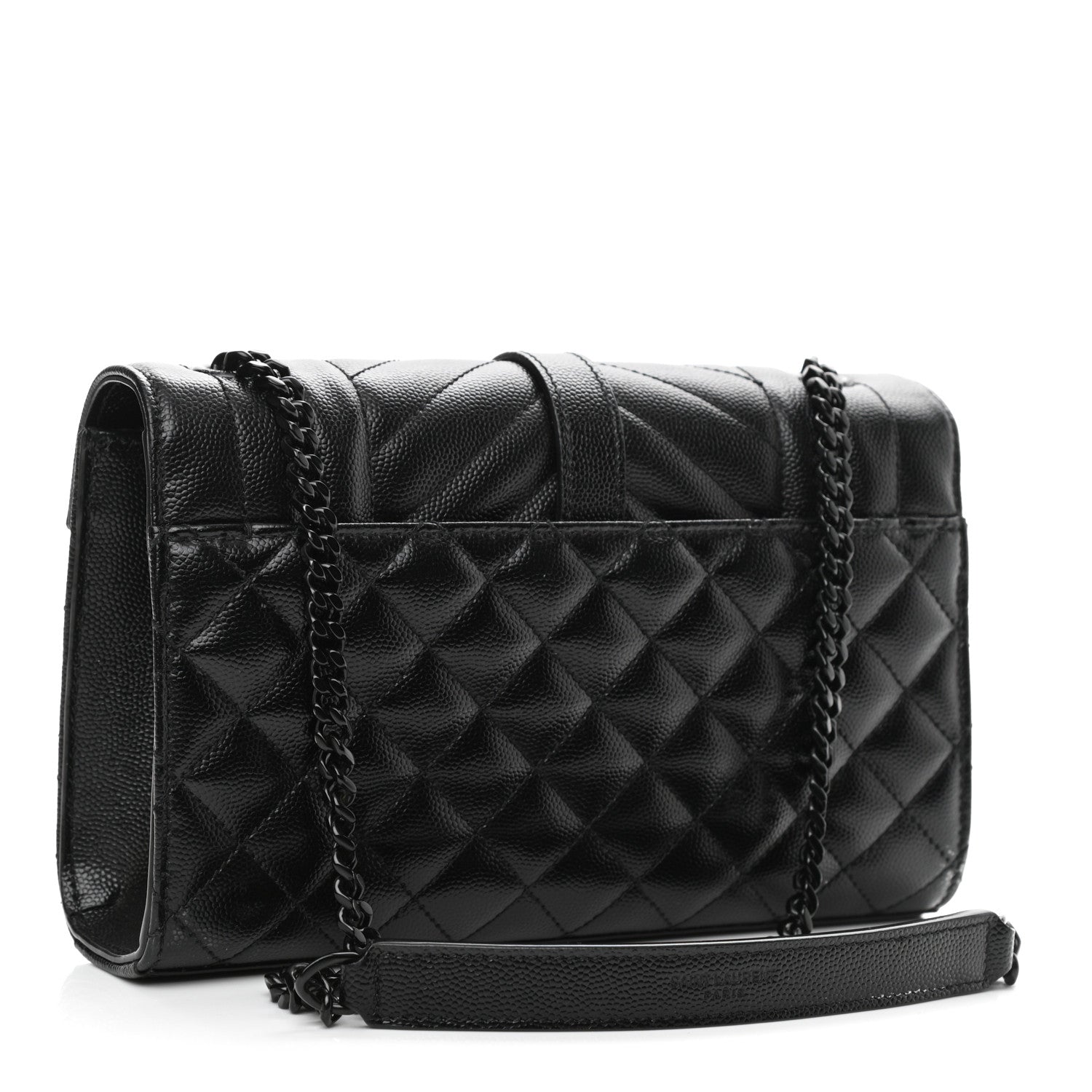 Saint Laurent Grain De Poudre Textured Mixed Matelasse Triquilt Small Monogram Satchel Black 3 of 10