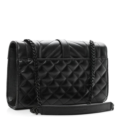 Saint Laurent Grain De Poudre Textured Mixed Matelasse Triquilt Small Monogram Satchel Black 3 of 10