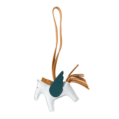 Hermes Milo Lambskin Grigri Rodeo Pegase Horse Bag Charm PM Bleu Brume Sesame Vert Bosphore 1 of 5