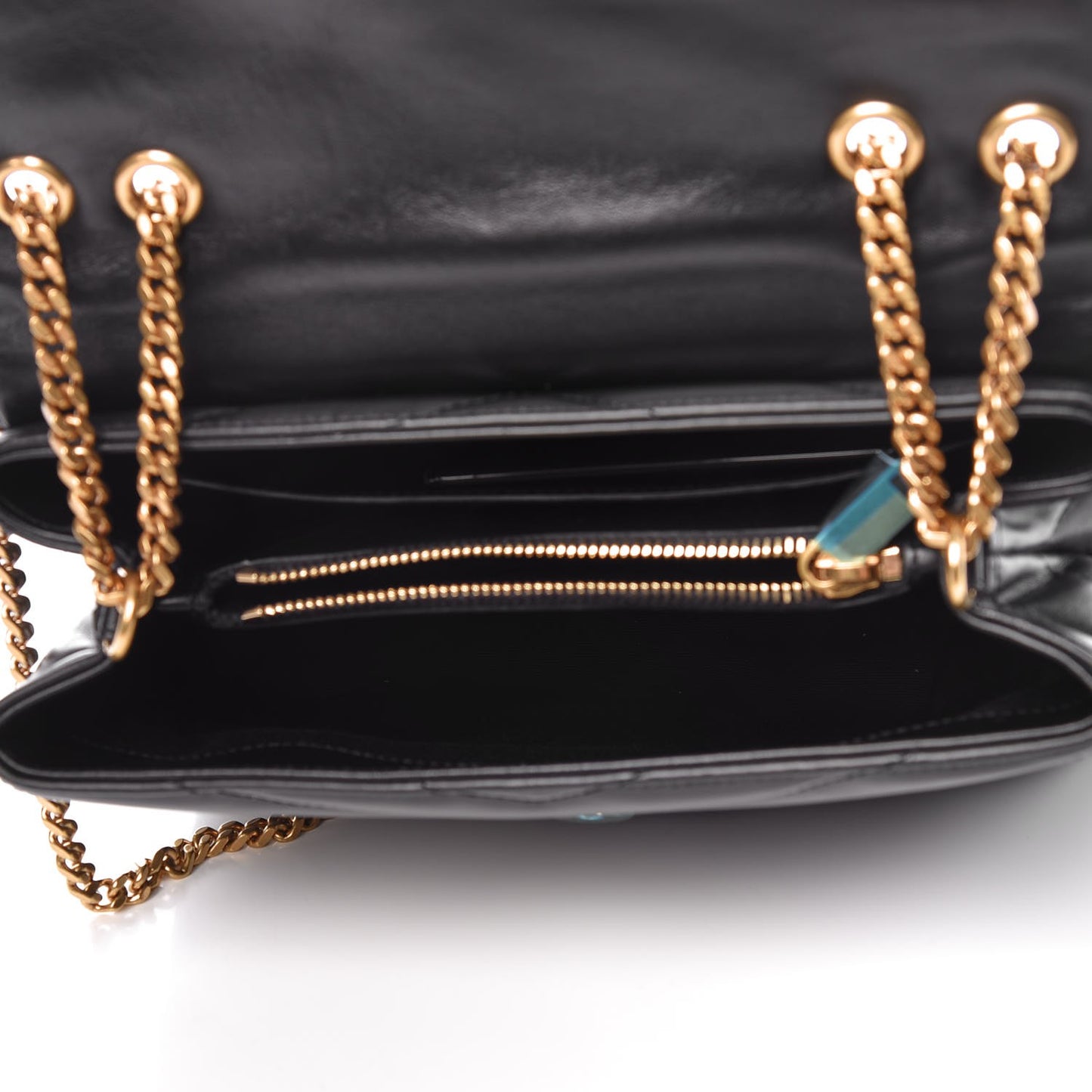 Calfskin Y Quilted Monogram Small Loulou Chain Satchel Black
