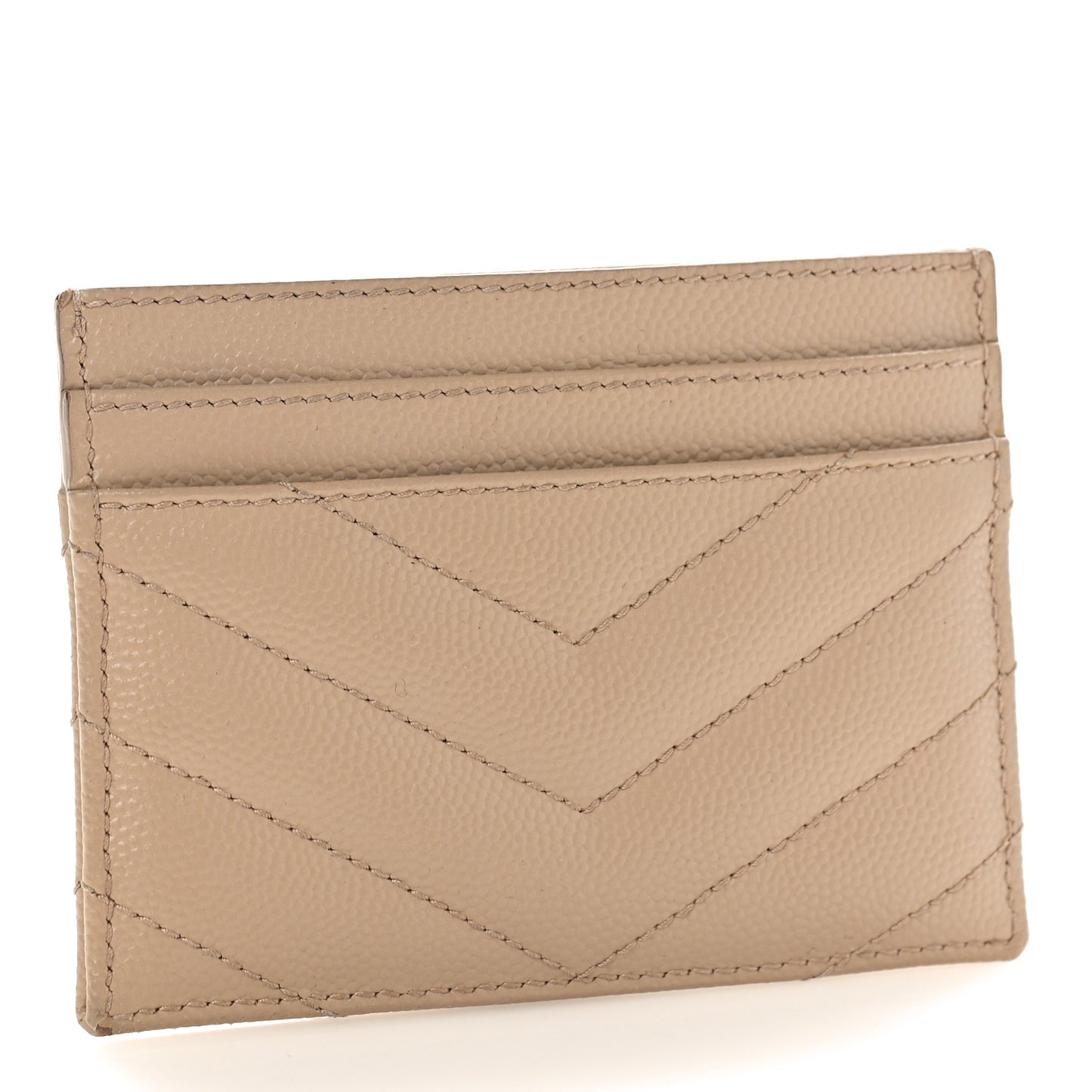 Grain De Poudre Matelasse Chevron Monogram Credit Card Case Dark Beige