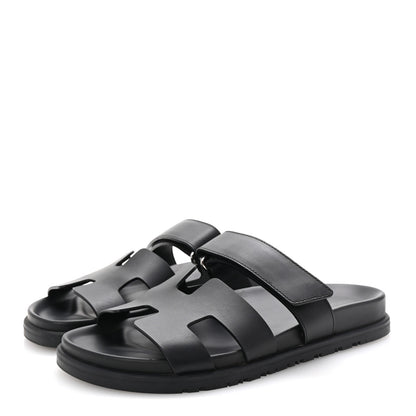 Hermes Calfskin Womens Chypre Sandals 39 Black 4 of 10