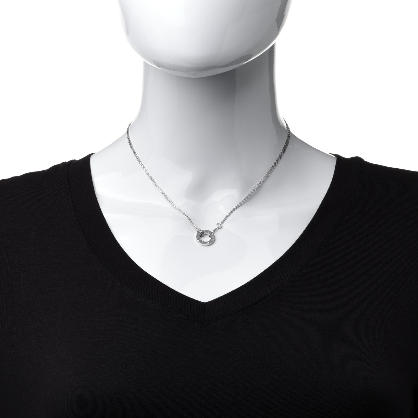 18K White Gold 2 Diamond LOVE Necklace