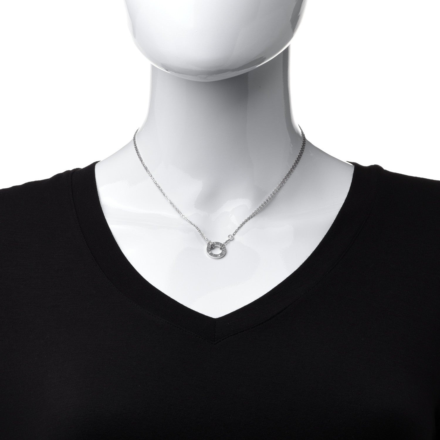 Cartier 18K White Gold 2 Diamond LOVE Necklace 2 of 7