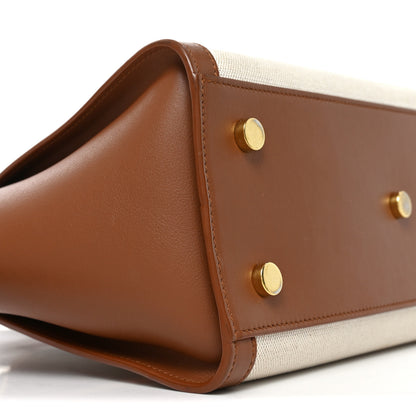 Saint Laurent Canvas Calfskin Baby Monogram Downtown Cabas Greggio Brick 9 of 10