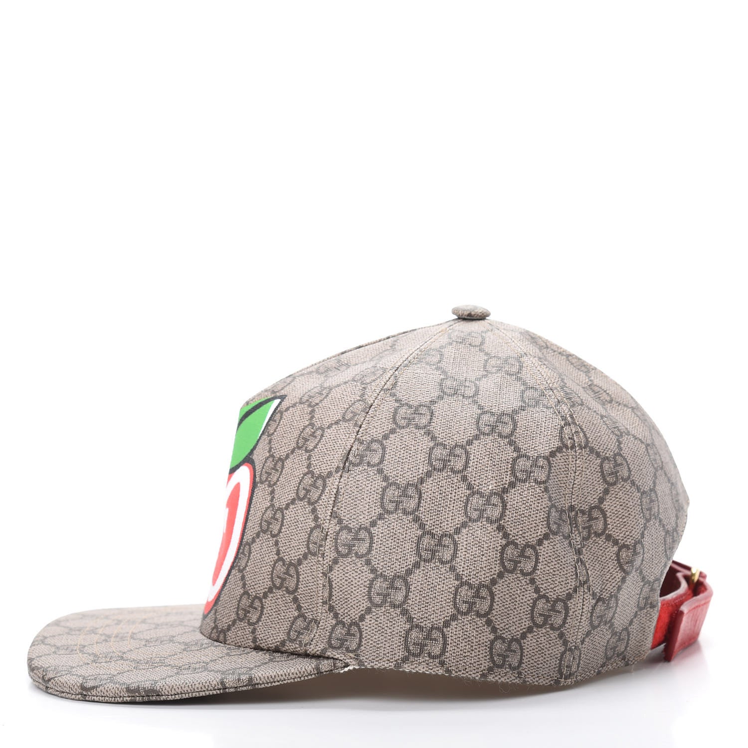 Gucci GG Supreme Monogram Apple Print Baseball Hat M Beige Red 3 of 7