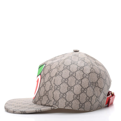 Gucci GG Supreme Monogram Apple Print Baseball Hat M Beige Red 3 of 7